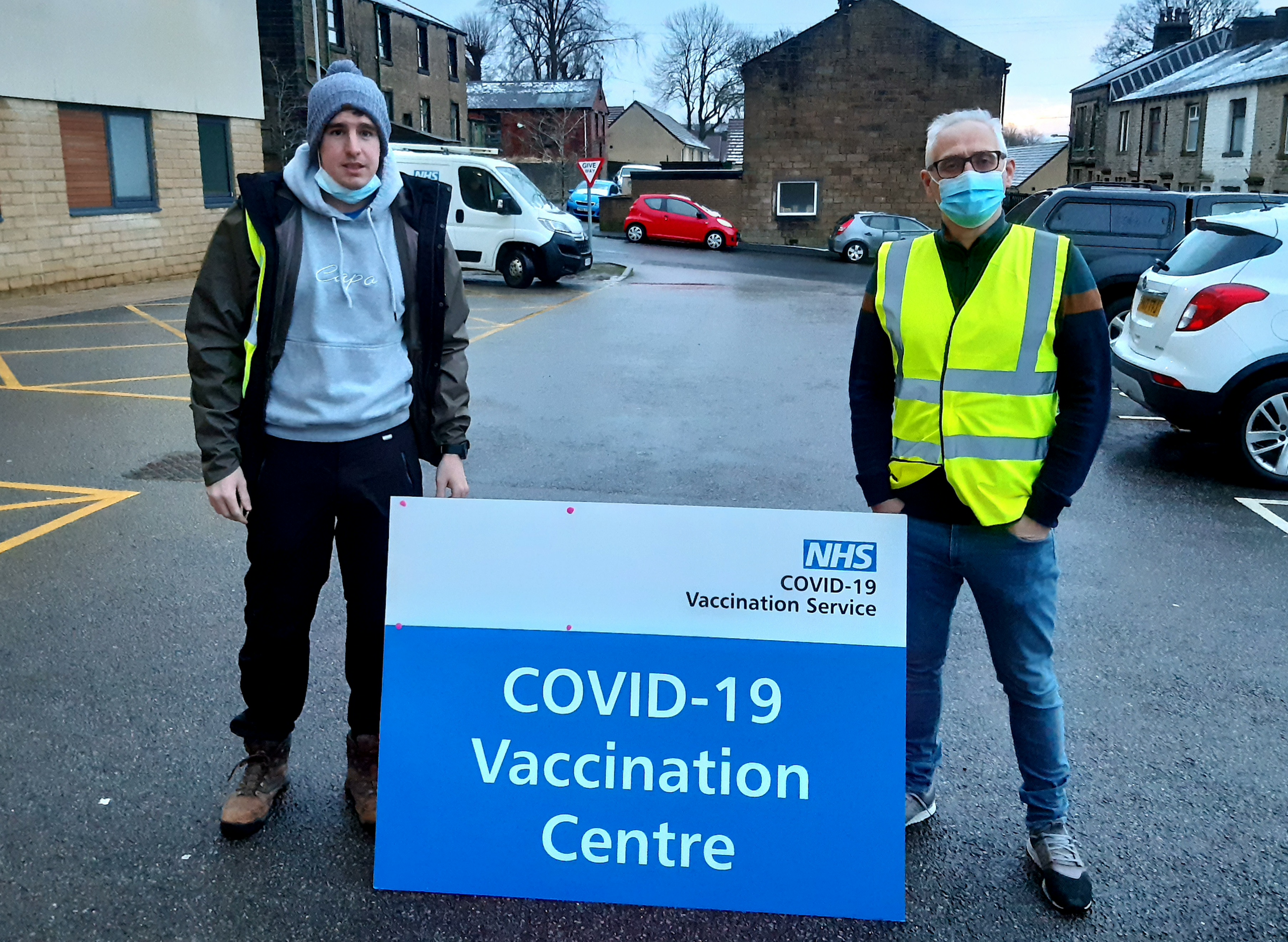 Pendle Leisure Trust help at  the Nelson vaccination centre