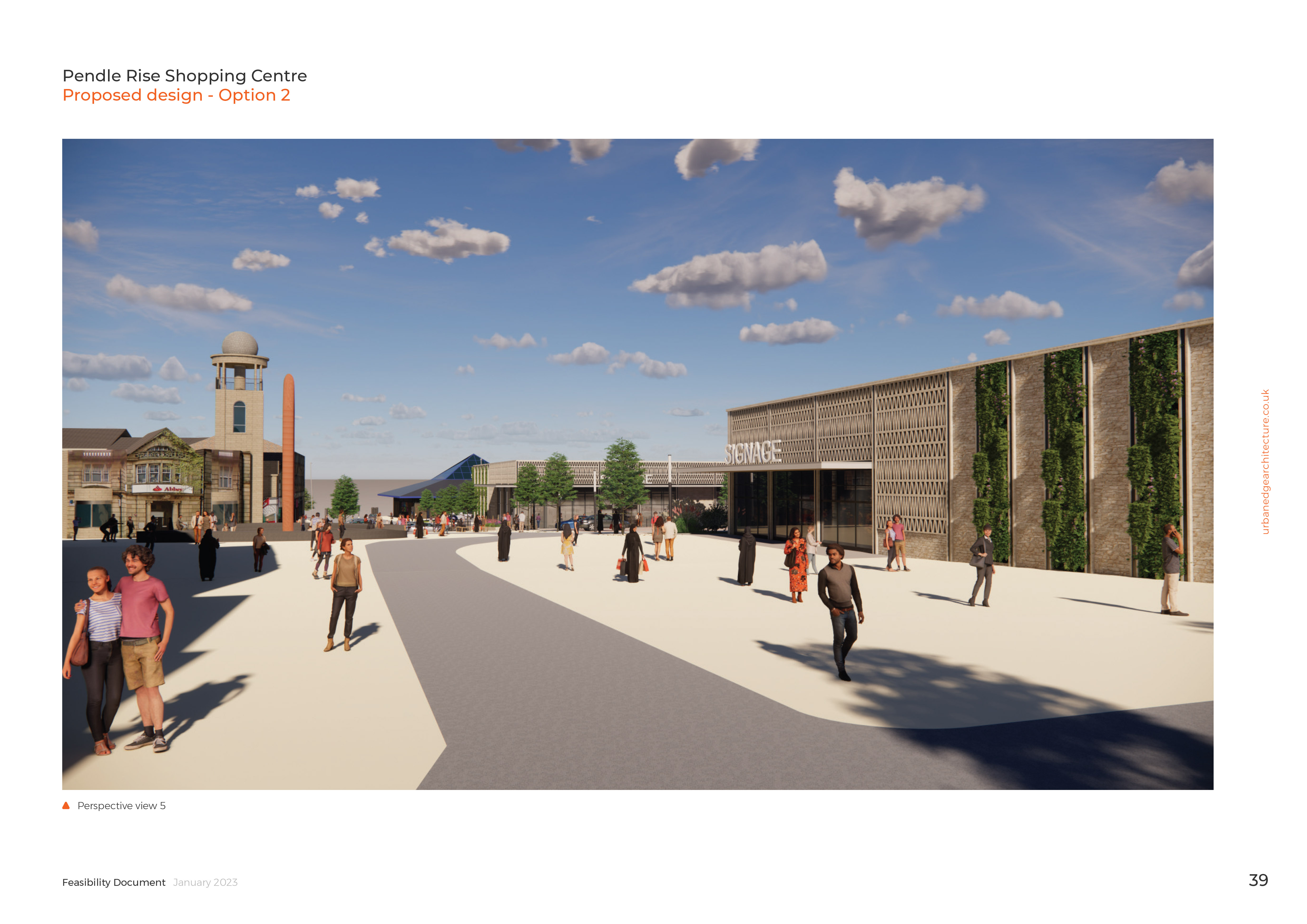 Visual showing one of the proposals for Pendle Rise Shopping Centre