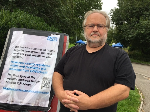 Photo of Cllr David Whipp, Deputy Leader of Pendle Council at the  mobile testing site, Barnoldswick