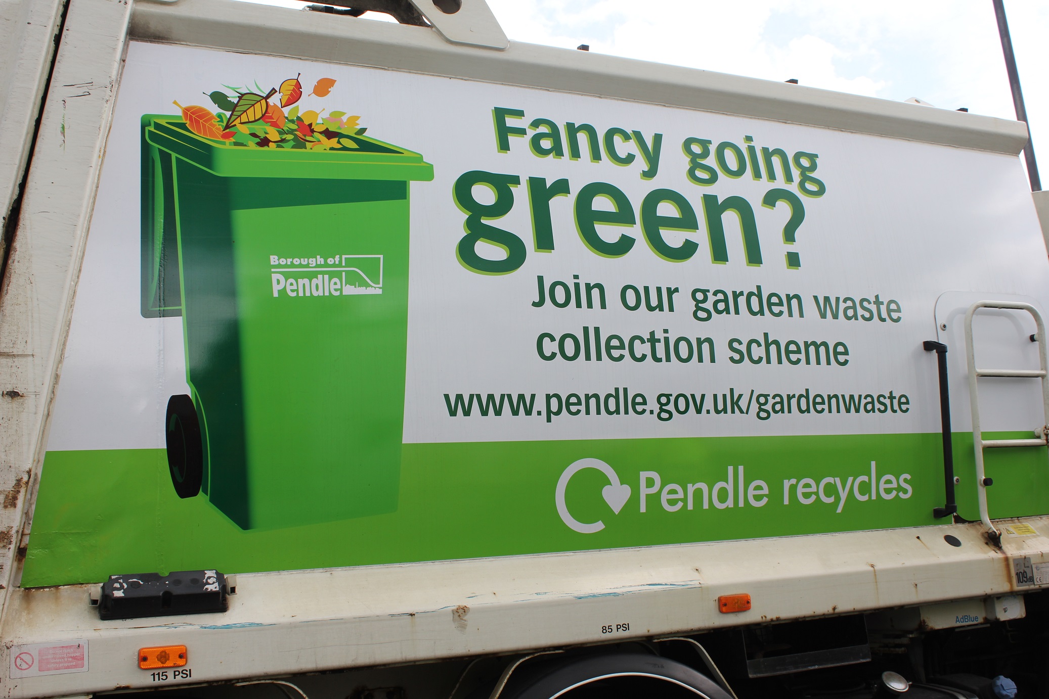 Bin wagon with garden waste livery