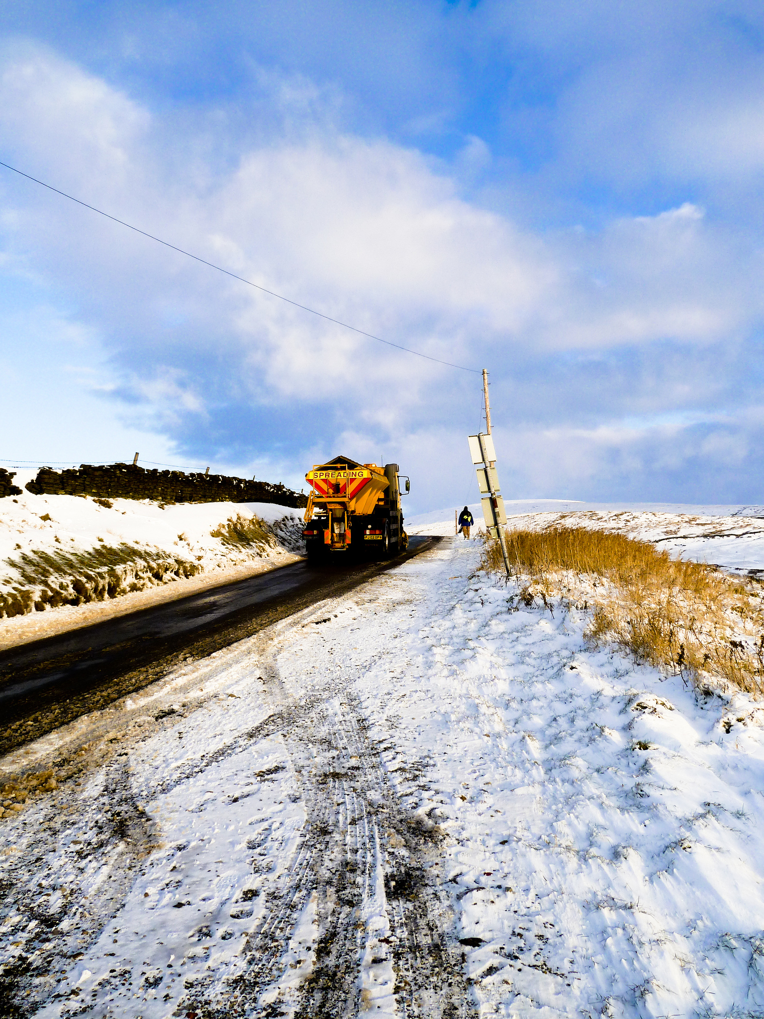 A photo of gritting on Pendle's wintry roads